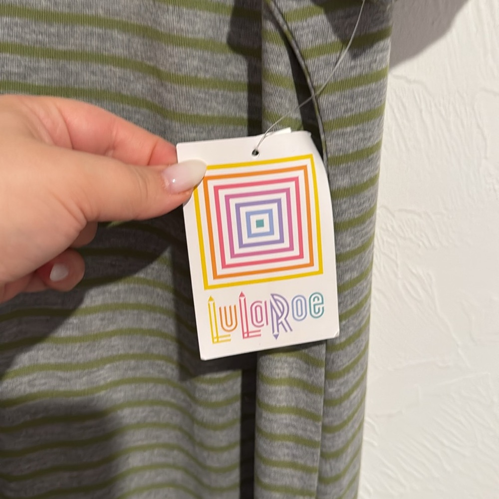 New LulaRoe Maria Striped Green Maxi Dress 58 - Picture 4 of 5
